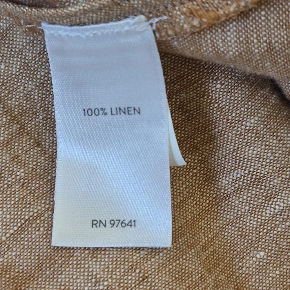 Pure Jill 100% Linen A Line Maxi Dress  Sable Sleeveless Pockets‎ Lagenlook XL - Picture 13 of 15